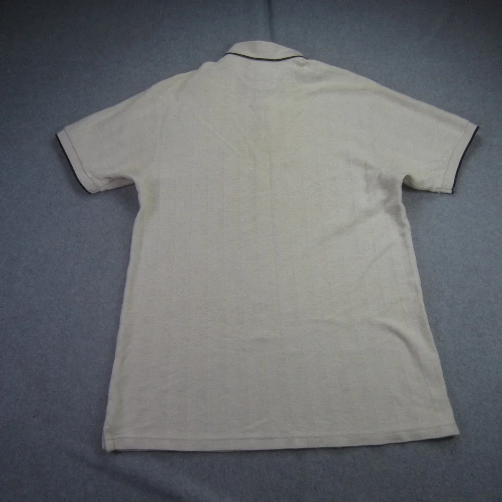 Vtg Chaps Ralph Lauren Polo Shirt Mens Medium Cream Short Sleeve‎ Textured Golf - Picture 6 of 14